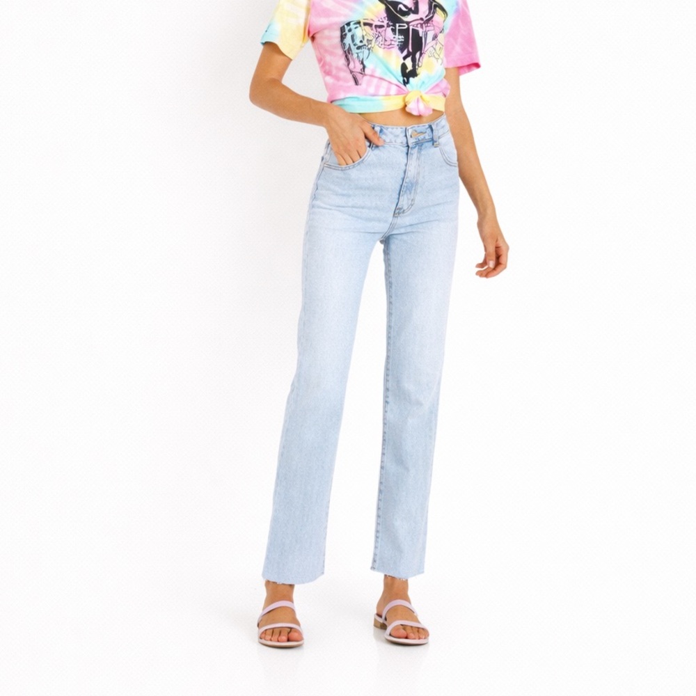 Rollas 28x28 Original Straight Denim blue 0176 Aussie high rise Cropped wide